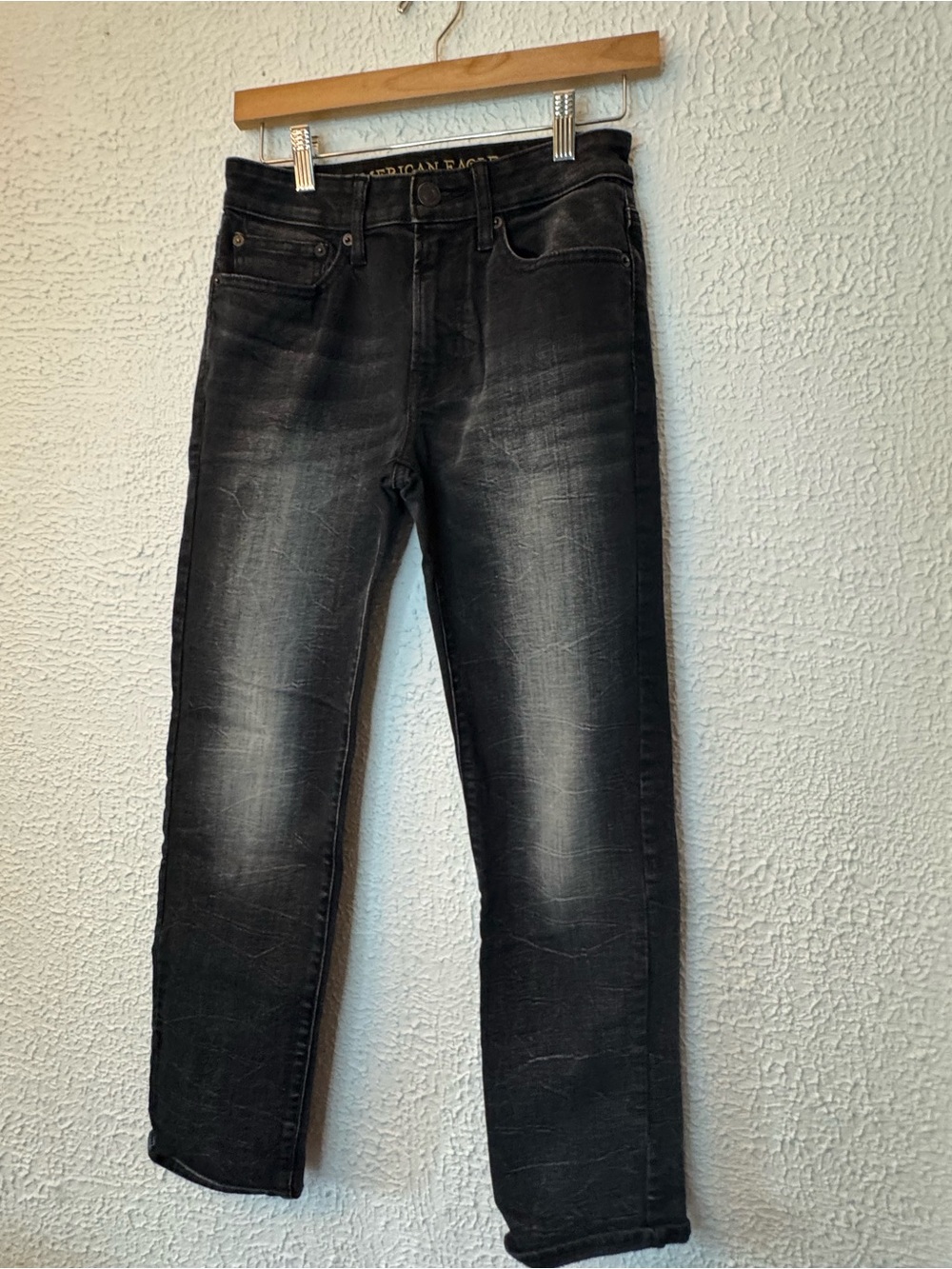 American Eagle Outfitters Men's Black Washed Slim Straight Jeans